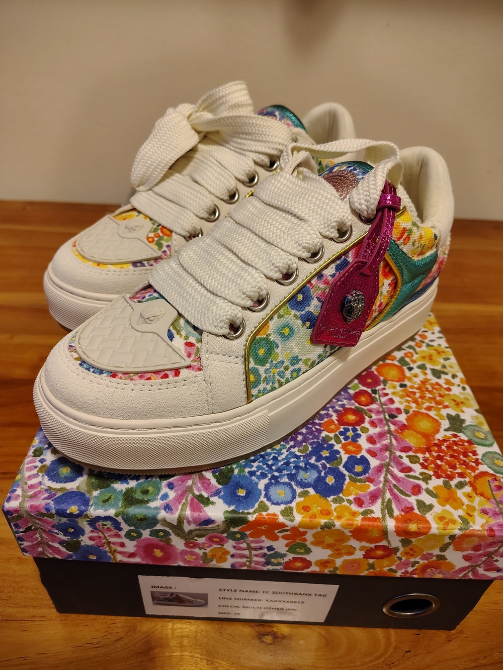 KURT GEIGER Floral Couture Sneakers NWT 38 Eur/ 7.5-8 US